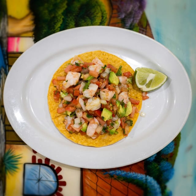 Tostada Ceviche Shrimp.